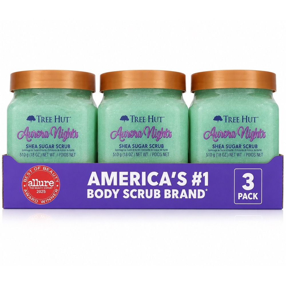 Tree Hut Aurora Nights Shea Sugar Scrub 18oz 3-Pack Pistachio Oil Shea Butter‎